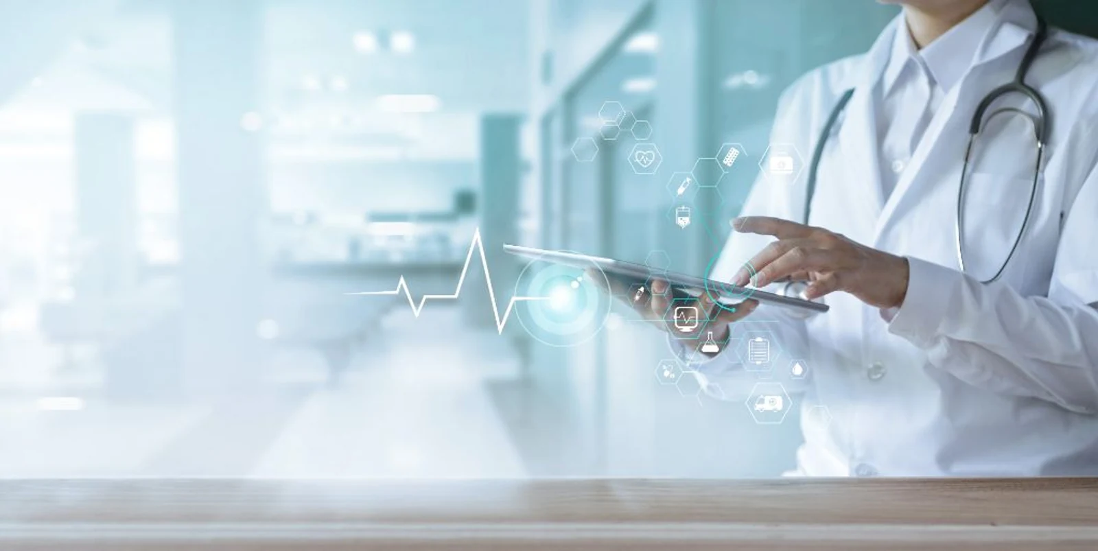 Healthcare professional using digital technology - modern health insurance solutions