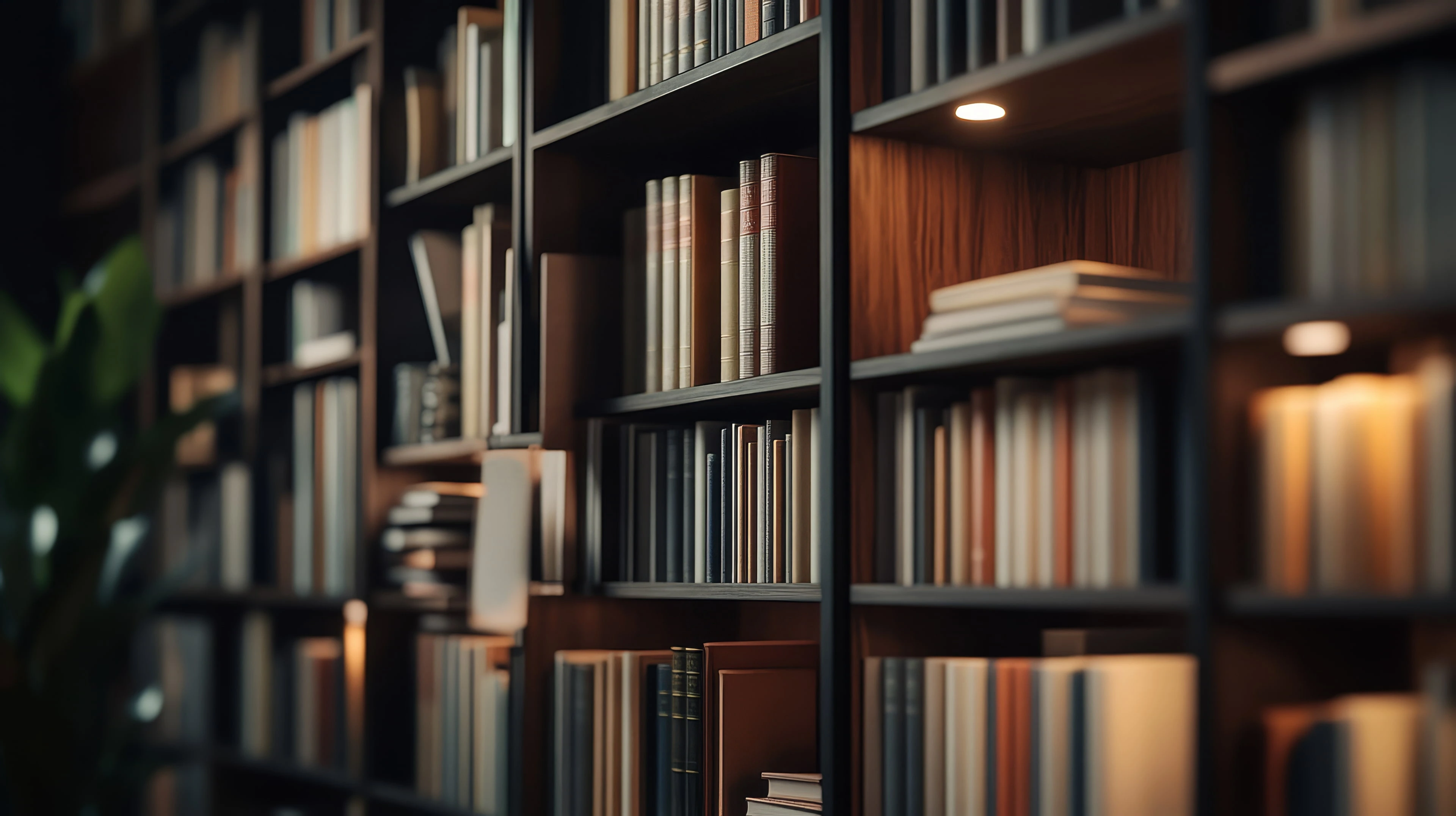 Executive library office with sophisticated bookshelves representing complete insurance knowledge center
